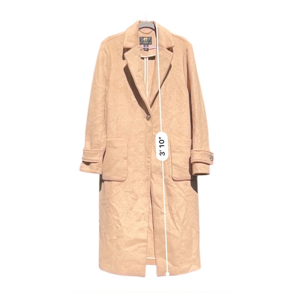 HOUSE OF HARLOW 1960 Wool Coat Long Pea Coat Camel Beige Tan Size Medium - Picture 7 of 11